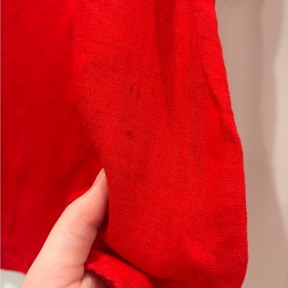 Vintage Chico's Design 100% Turkish Linen Red Button-Up Blouse Size 3 (XL) FLAW - Picture 5 of 16